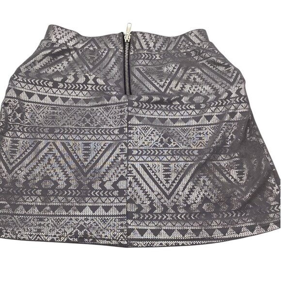 Scream & Shout Girls Aztec Pattern Skirt L Gray With Zipper & Pockets - Picture 2 of 12